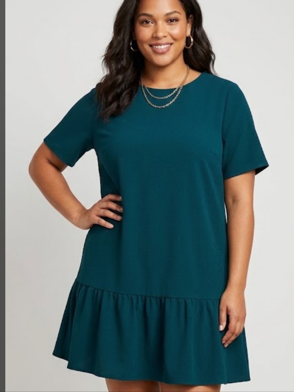 LOFT Ruffle Hem Mini Dress in Green Size XXL Like New